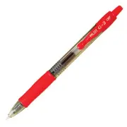 Pilot G2 Retractable Gel Pens, Extra Fine Point, 0.5 mm, Clear Barrels, Red Ink,