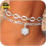 Gold Anklets for Women Gold Plated Initial Anklets Cuban Chain Link Ankle Bracel