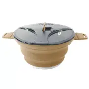 1 Piece Outdoor Folding Pot Silicone Hiking Cooking Pot ,Khaki I9I87797