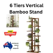 Bamboo plant stand 6 Tiers Vertical Staged Flower Shelf Rack Outdoor Garden