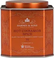 Harney & Sons Hot Cinnamon Spice Tea Tin - Black Tea with Orange & Sweet Clove - 2.67 Ounces 30 Sachets