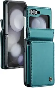 Anti-Slip Phone Protective Case for Samsung Galaxy Z Flip 5 Flip3 Flip4 Flip5 Flip 3 4 Anti-Knock Card Slot Wallet,Green,for Samsung Z Flip 4