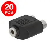 20 Pack 3.5mm Mono Female Jack to 2 RCA Female Jack Audio Adapter 2-Way Splitter