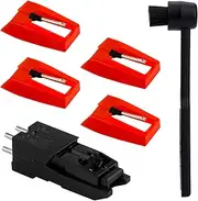 Record Player Needle Replacement, 4pcs Diamond Record Player Stylus Needle with Cleaner Brush & Record Player Cartridge Turntable Accessories for Crosley Victrola ION Player LP Phonograph