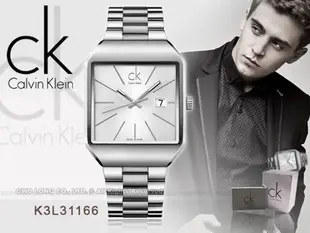 CASIO手錶專賣店 國隆 CK手錶 Calvin Klein 瑞士_K3L31166_方型紳士錶_保固一年_開發票