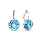 Myjs Bella Earrings With 4 Crt Aquamarine Swarovski Crystals Rhodium Plated