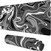 KOAIWPAE Desk Mat, Abstract Black White Ink Gaming Mouse Pad Large, 35.4/''x15.7/'' Big with Non-Slip Base and Stitched Edge, Long Computer Keyboard Mat for Home Office Work, XXL-35.4/''x15.7/''