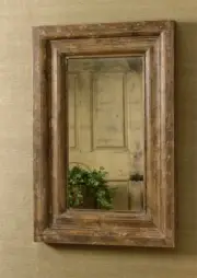 PRIMITIVE DISTRESSED WOOD WALL MIRROR LARGE RUSTIC WOODEN FRAME BY PARK DESIGNS