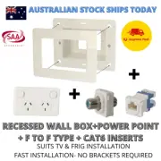 Recessed Power Point Wall Box TV AV with Double GPO, CAT6 & F to F TYPE EXPRESS