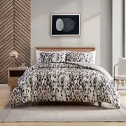Kenneth Cole Brown Leopard Print Cotton Quilt Cover Home Bedding Linen Set