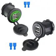 Ozoffer 2Pcs Dual 2.1A (4.2A) 12V/24V DC USB Car Quick Charger Power Socket Outlet Truck Boat