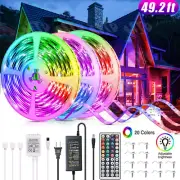 50ft LED Strip Lights 5050 RGB Color Change Remote for Rooms Bar Waterproof