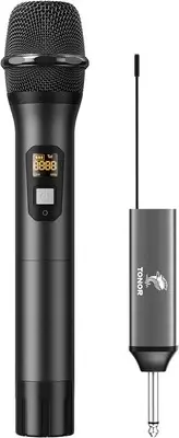 TONOR Wireless Microphone, UHF Metal Cordless Handheld Mic System with Black