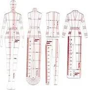 kowaku 4Pieces Fashion Drawing Template Ruler Set Female Sewing Humanoid Patterns Design Clothing Measuring Curve Rulers for Drafting - B