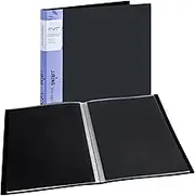 JJRING 11x17 Art Portfolio Folder with Plastic Sleeves, 24-Pocket Portfolio Binder Displaying 48 Pages, Presentation Book with Black Inner Paper for Artwork Storage, Black