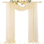 Wedding Arch Draping Fabric Arch Backdrop 29'' X 20Ft 4 Panels Champagne Sheer O