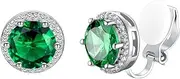 [Silvora] 925 Silver 8MM Cubic Zirconia Birthstone Clip On Stud Earrings Round Non Pierced Earrings For Women Girls,Come with Box