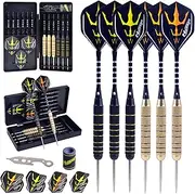 Steel Tip Darts Set 20g -12 Aluminum Shafts with O’Rings, Professional Darts with 12 Standard Flights+6 Slim Flights+Dart Tool+Sharpener, Dart Set for Home, Party