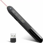 USB Wireless Presenter Remote Presentation Clicker, Volume Control PowerPoint Clicker with Red Pointer Long Range PPT Slide Advancer for Mac Laptop PC Computer