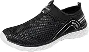 [Generic] Mens Slip on Sneaker Summer New Pattern Mesh Breathable Comfortable Non Slip Lightweight Wading Shoes Sneaker Boots for Men Work (Black, 44)