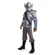 Disguise Overwatch Genji Deluxe Hooded Muscle Jumpsuit & Mask Child Size L 10-12