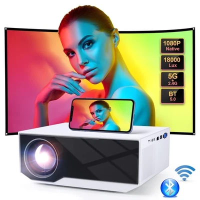 Projector with Wifi and Bluetooth, Native 1080P Projectors 15000 Lumens Video...