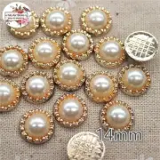 50pcs Golden Flower Imitation Pearl Plastic Flatback Button Sewing Decorations