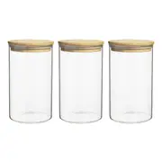 3pc Ecology Pantry Round Canisters Glass Food Containers/Storage w/ Bamboo Lid