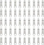 YaHoGa 50PCS Pulls for #3 Nylon Coil Zippers Silver Zipper Sliders for Luggages Purses Bags Bulk (#3 Silver)