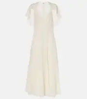 [Chloe] Chloé Silk chiffon midi dress AU 16 white