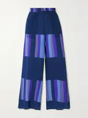 [LOUISA PARRIS] LOUISA PARRIS - + Net Sustain The Lisbon Printed Silk Crepe De Chine Wide-leg Pants - Blue - large large Blue