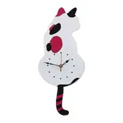Nordic Cat Wagging Tail Wall Clock, Creative Cute Cat Pendulum Clock, Modern Acrylic Wall Clock White