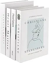 4 Pieces Faux Books for Decoration - Modern Fashion Decorative Books Set for Hardcover Home Decor, Fake Book Stacks Display for Office Bar Coffee Table Rustic Farmhouse Bookshelf