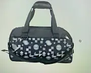 Jiliping Black Geometric Pattern Duffel Bag With Detachable Shoulder Strap