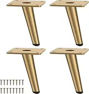 ZongSy 4 Inch Gold Furniture Legs, 4 Pack - Modern, Mid-Century Modern Style, Easy-Install, Tapered Iron Legs for Desk, Sofa, Wardrobe, TV Cabinet, Coffee Table, Cabinet, Chair, Ottoman