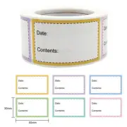 50/100pcs Food Storage Freezer Pantry Kitchen Date Content Sticker Label 6 Color