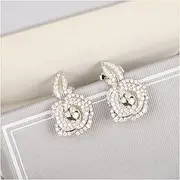 Ear Studs Trendy Brand Pure 925 Silver Luxury Jewelry Earrings for Women Rose Flower Wedding Engagement Ear Stud Ear Stud (Size : No.3)