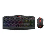 Redragon S101 Wired Gaming Keyboard and Mouse Combo RGB Backlit Gaming Keyboard with Multimedia Keys Wrist Rest and Red Backlit Gaming Mouse 3200 DPI