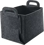 ELAYARD Foldable Felt Storage Box with Handles Large Organizing Basket for Sundries and Household Supplies Sturdy Felt Material Grey for Home and Nursery