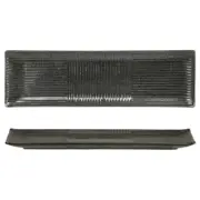 Japanese Ceramic Sushi Sashimi Serving Plate 13" x 4" Kuro Matte Made in Japan
