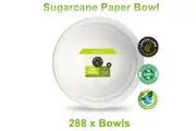288 x Eco Paper Bowl 18CM Sugarcane Compostable Biodegradable Catering Party Event