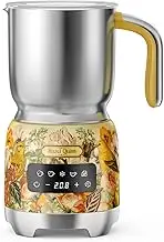 Hazel Quinn Milk Frother, Detachable Hot & Cold Frother and Steamer, 5-in-1 Functionality, Adjustable Temperature & Thickness, LED Touch Control, Dishwasher Safe, 400ml / 13.5oz - Floral Printed