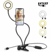 Makeup Usb Selfie Ring Light With Clip Lazy Bracket Cell Phone Holder Stand W...
