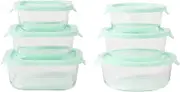 Martha Stewart 12 Piece Storage Borosilicate Glass Container Set w/Snap Martha Blue Lids