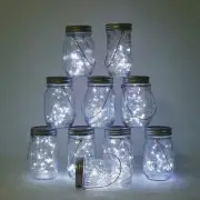 Solar Mason Jar Lights, 10 Pack 30 LED Fairy Star Firefly String Lids Lights ...