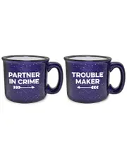 Susquehanna Glass Set of 2 Partner In Crime Grande Black Mugs