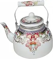 GRIRIW Vintage Enamel Tea Kettle Large Capacity Water Container Premium Quality Home Teapot for Tea Lovers for Entertaining Decoration Heat Resistant Cold Resistant Design