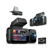 4K 3-Channel Dash Cam with Wi-Fi, GPS, Voice Control, G-Sensor, and Loop Reco...