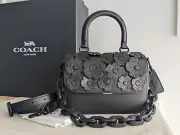 Coach Top Handle Rogue Bag with Tea Rose [Matte Black/Black] CU533