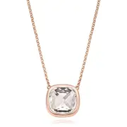 Eclipse Sterling Silver Rose Gold Plated Crystal Cushion Necklace